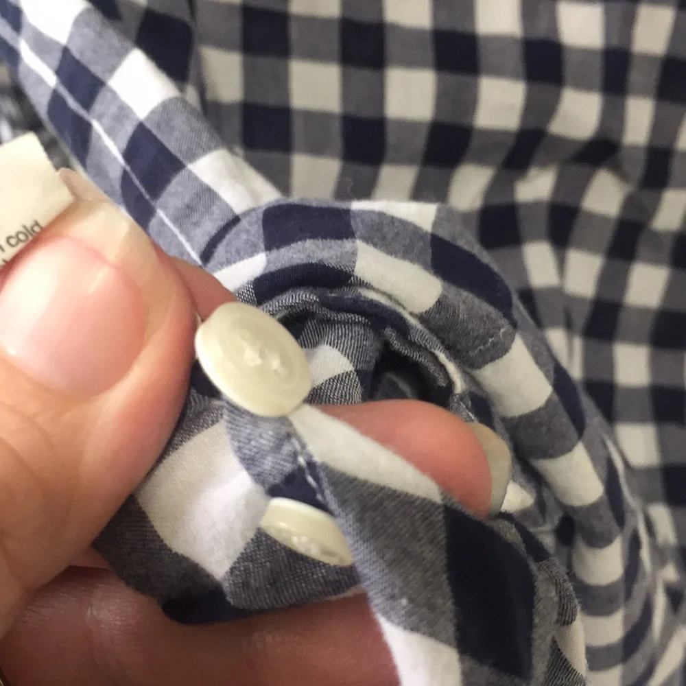 J. Crew The Perfect Shirt in navy gingham EUC